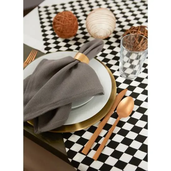 Black and Cream Harlequin Print Table Topper 40" x 40" {5}