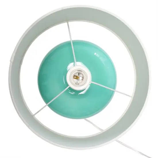 Lalia Home 15.25" Ovaloid Glass Table Lamp with White Shade Aqua {11}