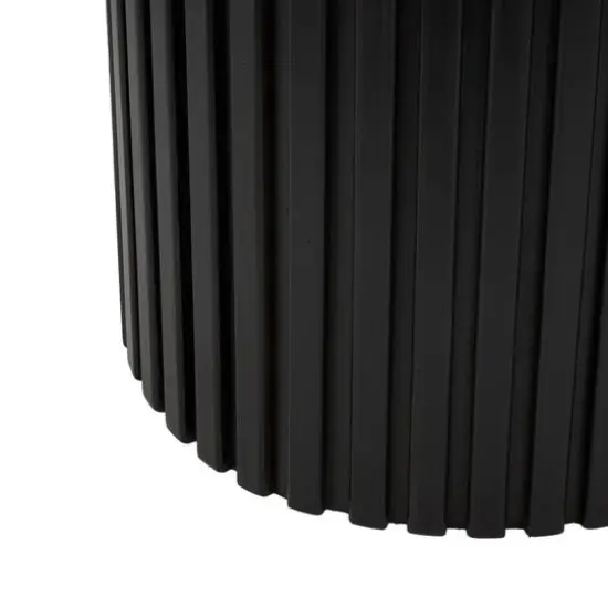 21.25" Black Wood Handmade Ribbed Side End Accent Table with Slatted Base {6}