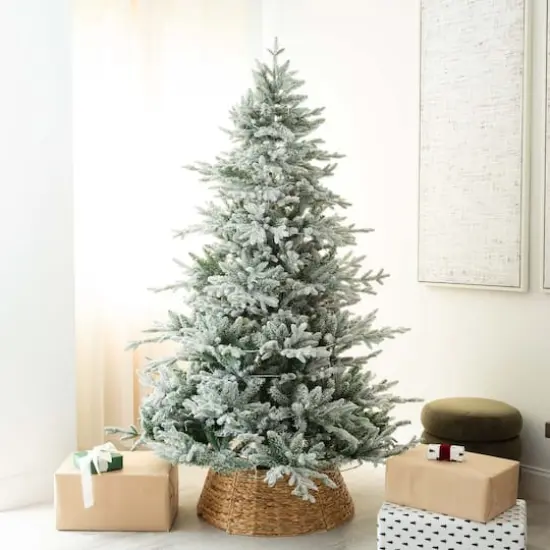 7ft. Pre-Lit Flocked Fir Artificial Christmas Tree, Warm White LED Lights  {3}