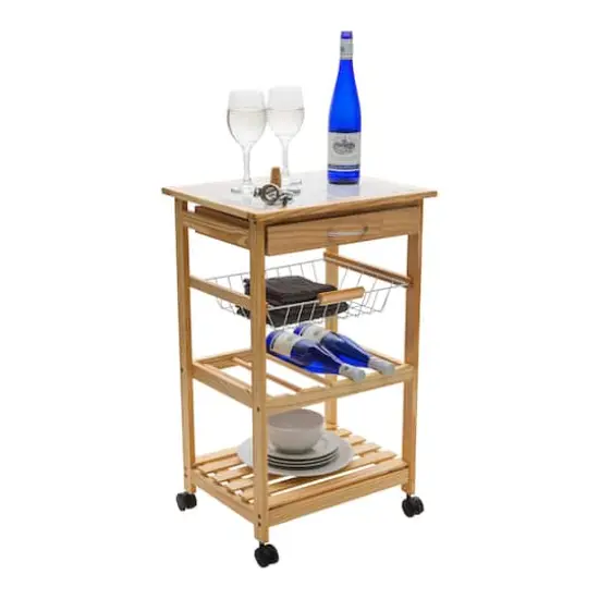 Organize It All Rolling Kitchen Cart with Ceramic Countertop {3}