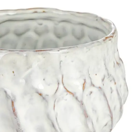 Hello Honey&reg; 5" Ivory Embossed Stoneware Planter {3}