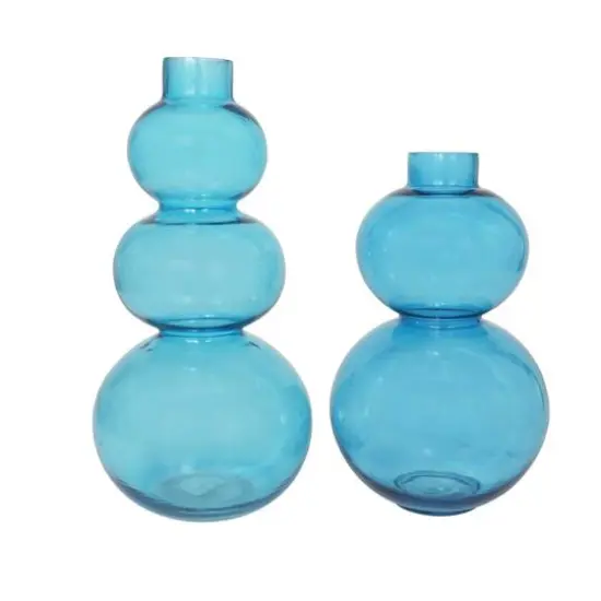 Blue Round Bubble Glass Vase Set {10}