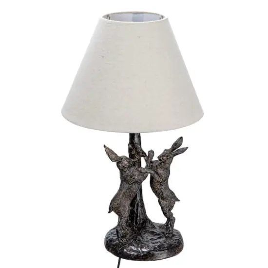 Hello Honey&reg; 18.5" Brown & Natural Bunny Rabbit Table Lamp with Linen Empire Shade {19}