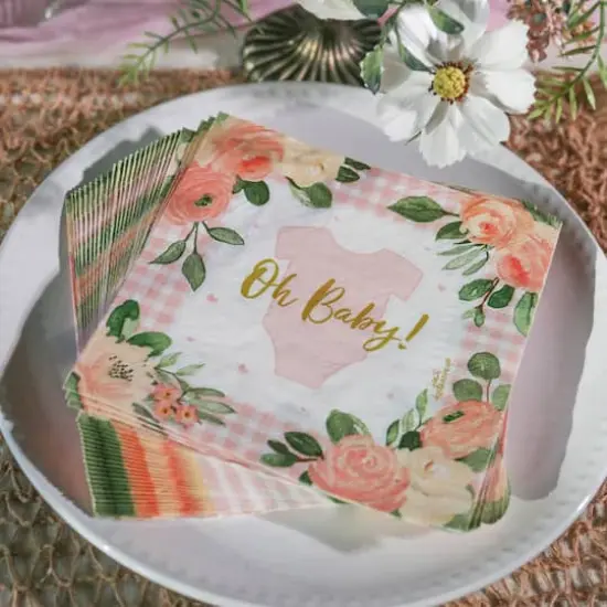 Kate Aspen&reg; Pink Floral Baby Shower Onesie Tableware Set {5}