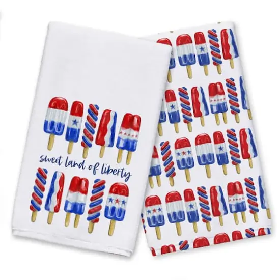 Sweet Land of Liberty Patriotic Popsicles Tea Towel Set {1}