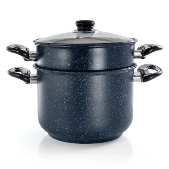 Gibson Home&reg; Leighton 3-Piece 8.5qt. Black Nonstick Steel Pasta Pot with Steamer {11}