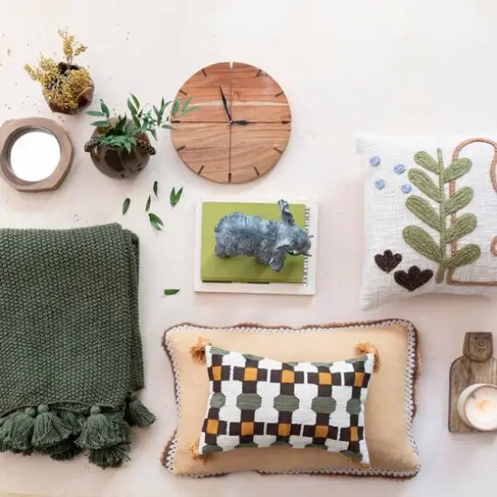 Hello Honey&reg; Natural & Black Round Acacia Wood Wall Clock {3}