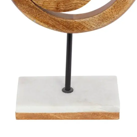 13" Brown Mango Wood Modern Abstract Sculpture {5}