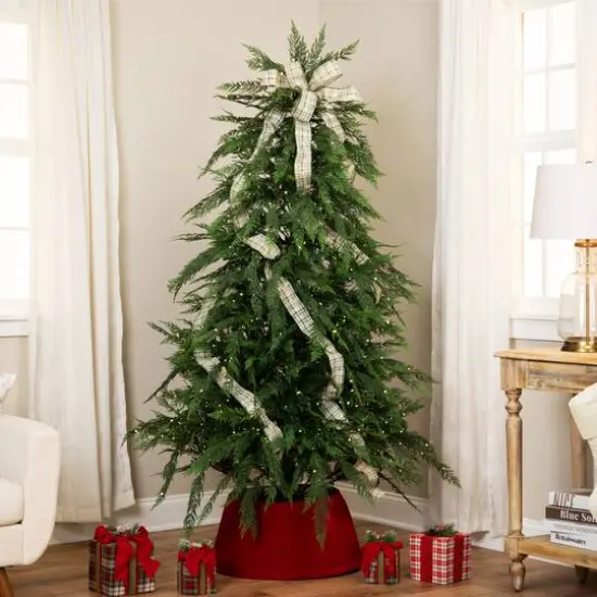 7.5ft. Pre-Lit Weeping Cedar IPT Artificial Christmas Tree, Dual Color LED Lights {3}