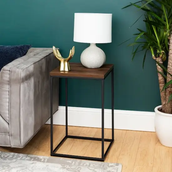 Walker Edison Modern Square Side Table Dark Walnut {5}