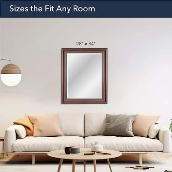 Head West Deep Cherry 28" x 34" Framed Beveled Accent Vanity Mirror {4}