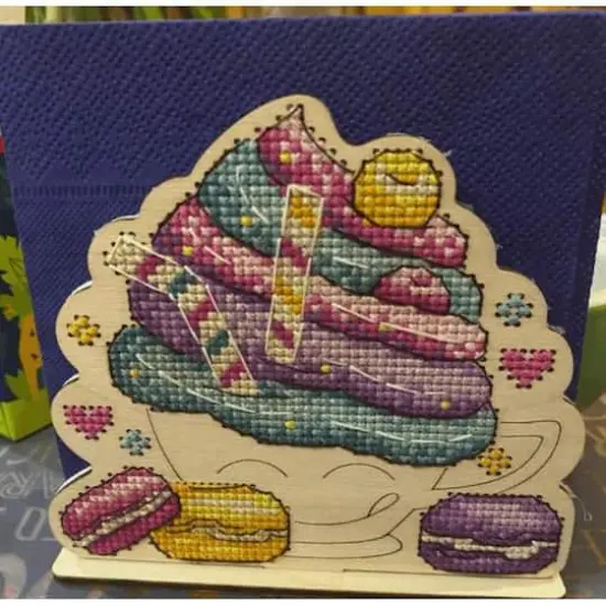 MP Studia Napkin Holder Cake Cross Stitch on Wood Kit {4}