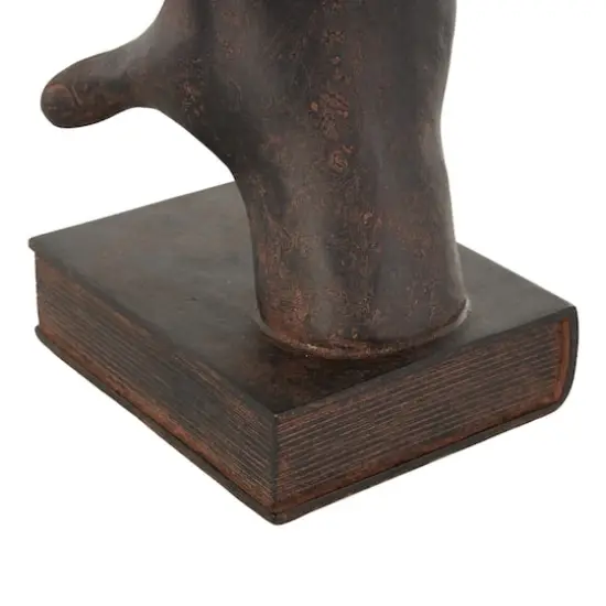 7.5" Dark Brown Hands Heart Inspired Decorative Bookend Set with Butterfly & Copper Accents {5}