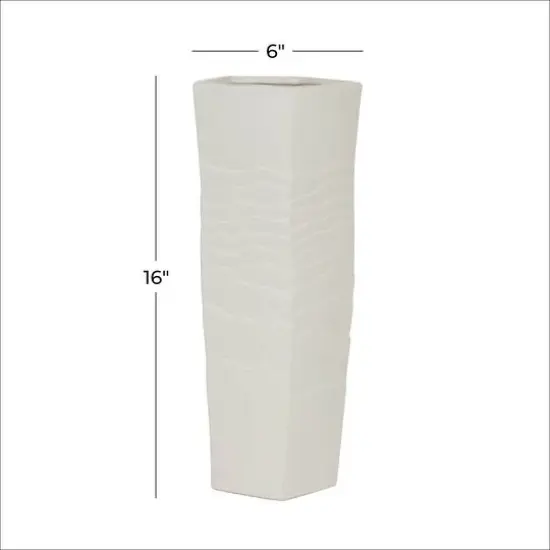 White Ceramic Contemporary Vase, 16" x 6" x 6" {6}