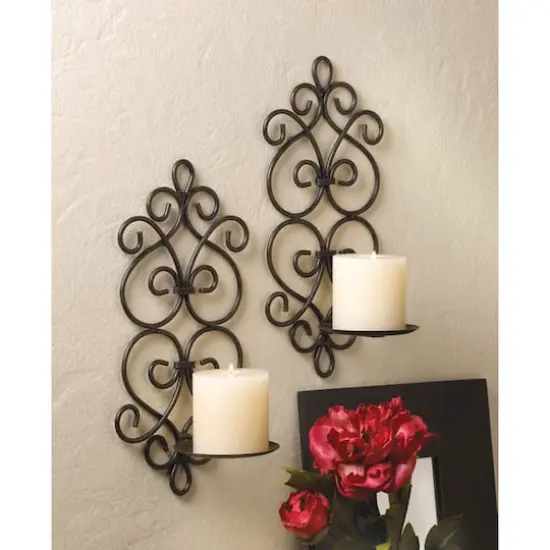 13" Metal Scrollwork Candle Wall Sconces, 2ct. {3}