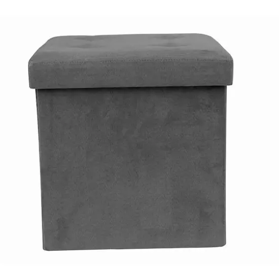 Sorbus 15" Faux Suede Storage Ottoman Cube Gray {6}