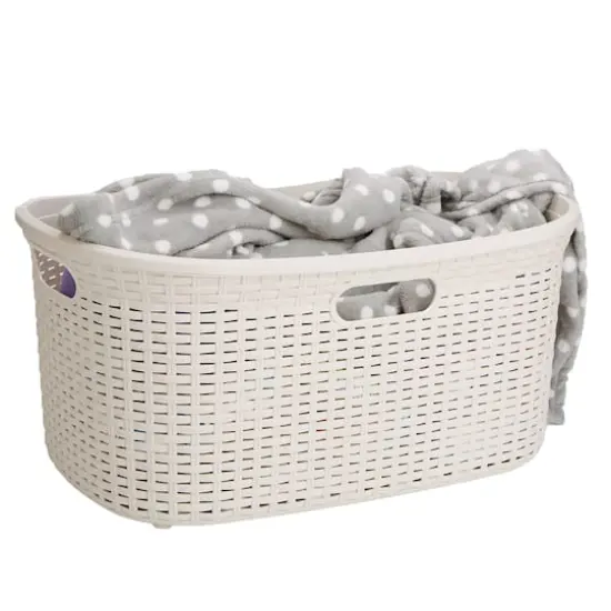 Mind Reader Ivory Laundry Basket with Cutout Handles {4}