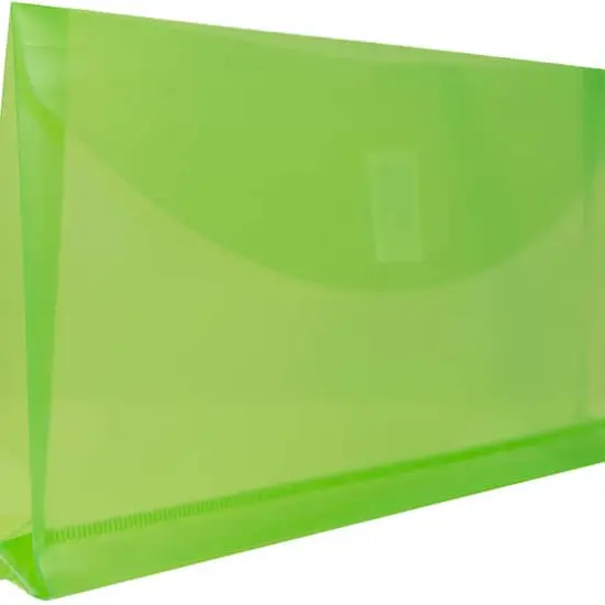 JAM Paper 5.25" x 10" Plastic #10 Hook & Loop Envelopes with 1" Expansion, 24ct. Lime Green {5}