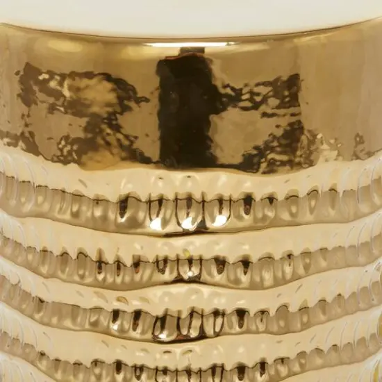 18" Gold Stoneware Glam Accent Table {4}