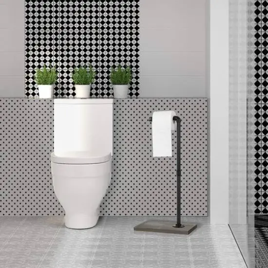 NEX&trade; Freestanding Iron Pipe Toilet Paper Holder with Solid Wood Base Olive Green {6}