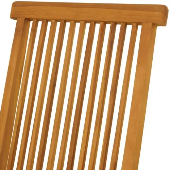 36" Brown Teak Wood Folding Outdoor Dining Chair Set {4}