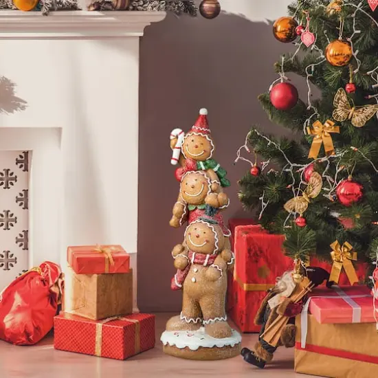 Glitzhome&reg; 29.25" Christmas Stacked Gingerbread Man Porch D&eacute;cor {3}