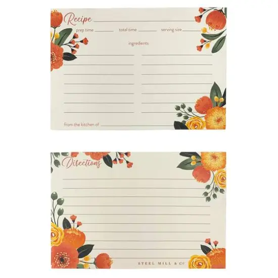 Steel Mill & Co.&reg; Orange Floral Recipe Cards {1}