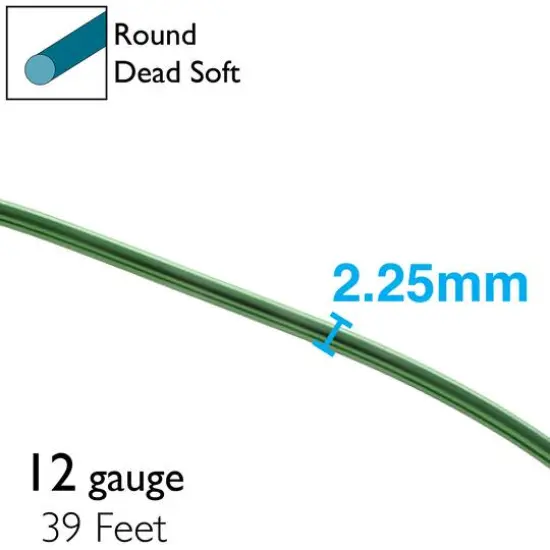 The Beadsmith&reg; 12 Gauge Colored Aluminum Wire Kelly Green {5}