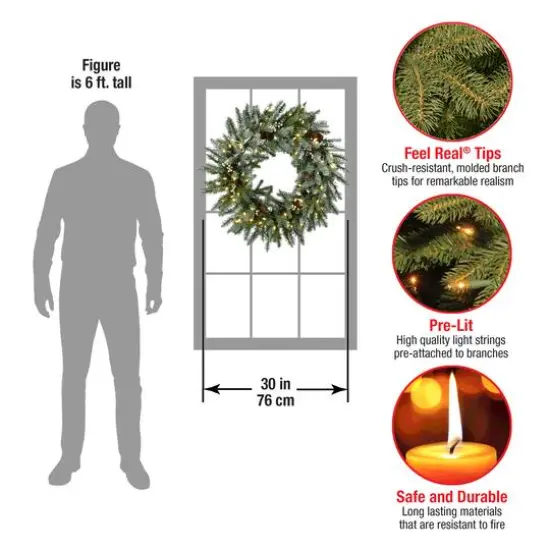 30" LED Snowy Morgan Spruce Wreath {6}