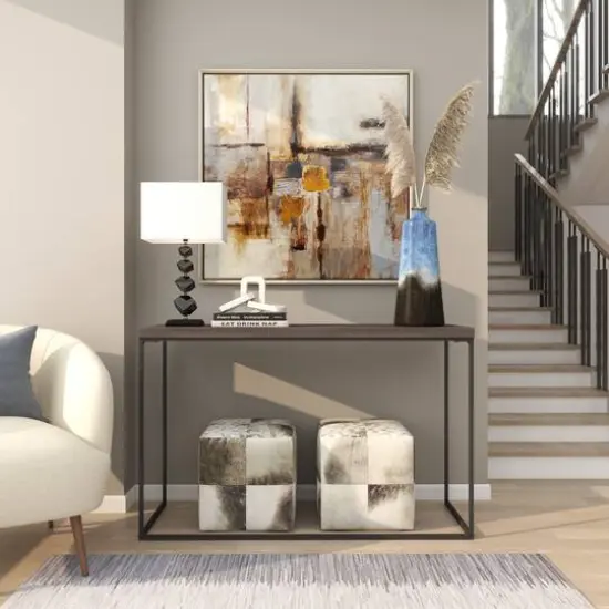 20" Blue Glass Galaxy Inspired Abstract Vase with Gold Top {16}