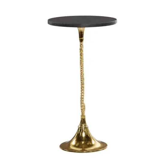 25" Gold Aluminum Coastal Accent Table {8}