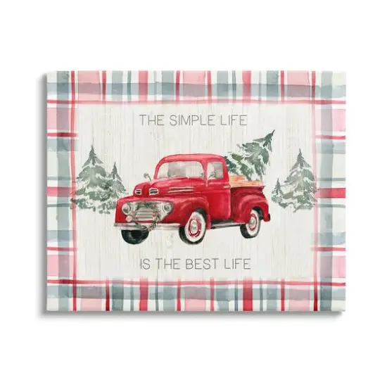 Stupell Industries Simple Life Is Best Plaid Truck Canvas Wall Art {1}