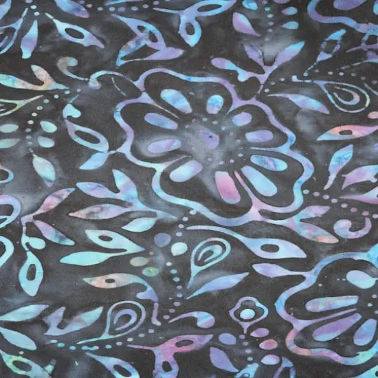 Feldman Batik Navy Rainbow Stamp Large Floral Cotton Fabric {4}