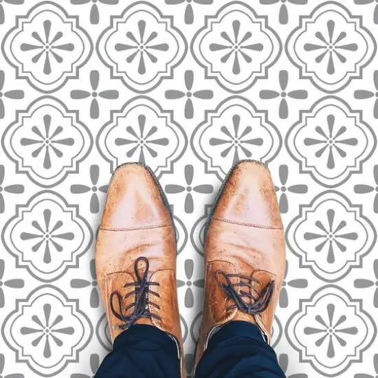 RoomMates Cosmos Gray Peel & Stick Floor Tile {4}