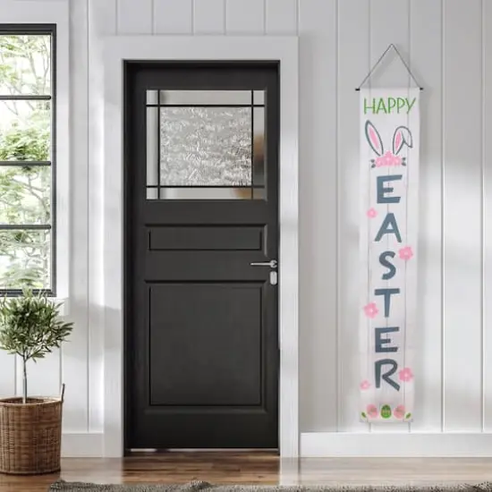White Welcome Happy Easter Hanging Door Banner Set {4}