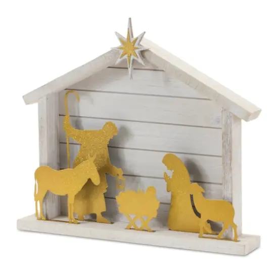 17.75" Cut Out Metal Nativity Scene {1}