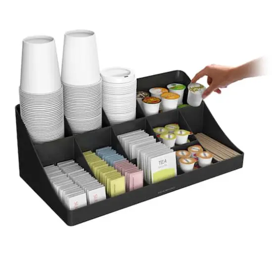 Mind Reader Black 11 Compartment Breakroom Coffee Condiment Organizer {5}