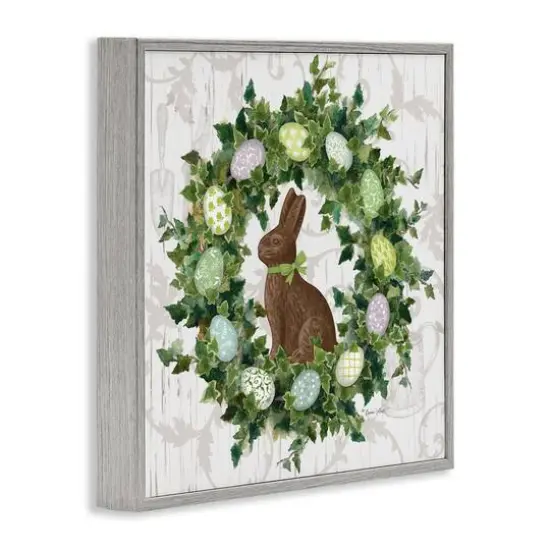 Stupell Industries Spring Easter Egg Wreath Framed Giclee Art Gray {4}