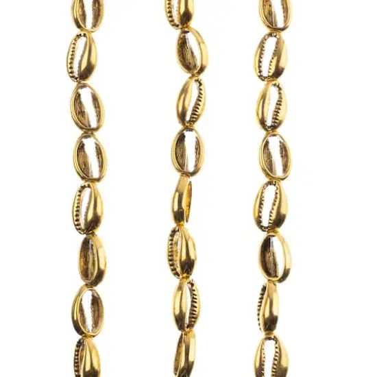 John Bead Antique Gold Metal Cowrie Beads, 16mm {3}