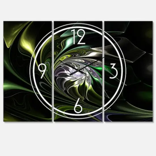 Designart 'Multi Colored Green Stained Glass Modern Multipanel Wall Clock {1}