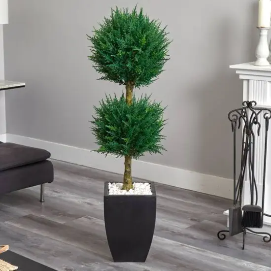 4.5ft. Cypress Topiary in Black Planter {5}