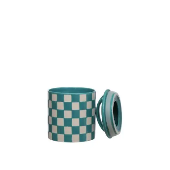 Checkered Ceramic Jar with Lid by Ashland&reg; Turquoise {4}