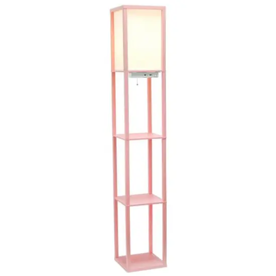 Simple Designs Floor Lamp with 2 USB Charging Ports/1 Outlet Light Pink {6}