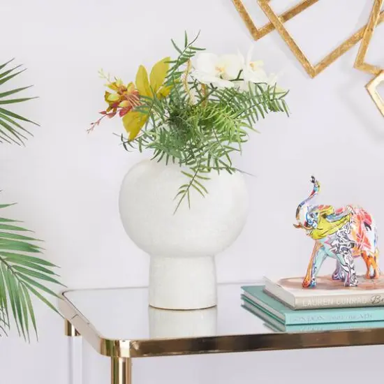 CosmoLiving by Cosmopolitan White Ceramic Modern Vase, 8" x 12" {8}