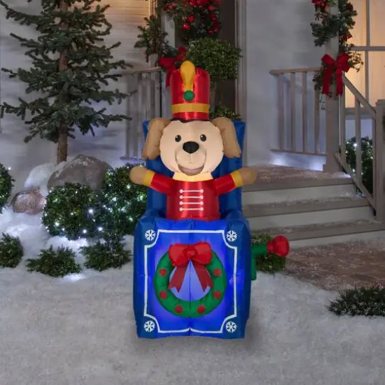 5ft. Animated Airblown&reg; Inflatable Christmas Toy Soldier Dog in Pop-Up Box {3}