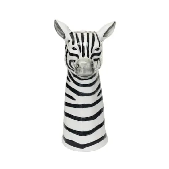 Hello Honey&reg; 11.5" White & Black Hand-Painted Decorative Stoneware Zebra Vase {3}