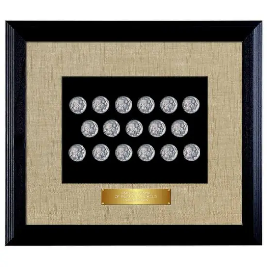 Last 20 Years of Buffalo Nickels in Wood Frame {1}