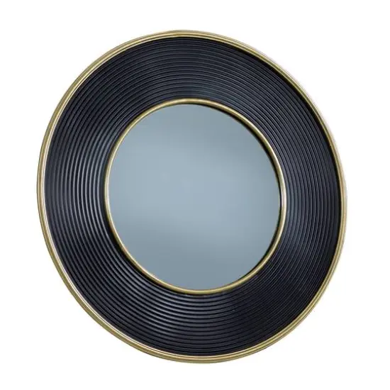 CosmoLiving by Cosmopolitan 35" Black Modern Metal Round Wall Mirror {3}