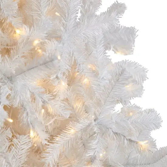 9ft. Pre-Lit White Artificial Christmas Tree, Clear LED Lights {5}